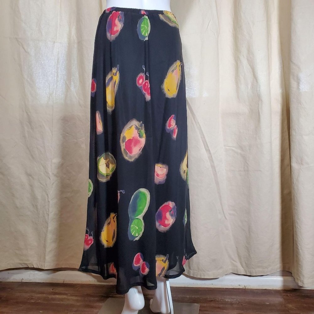 vintage 70s fruit vegetable a line maxi skirt